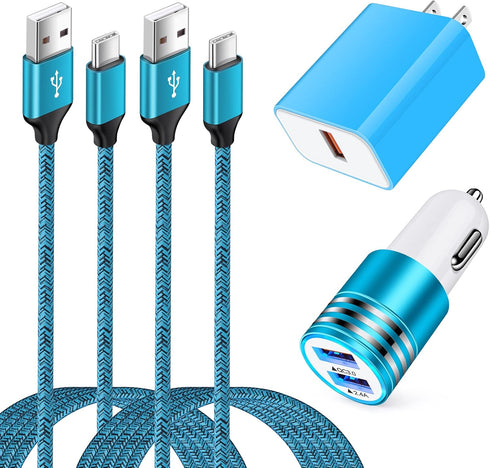 Android Phone USB Type C Fast Charger for Samsung Galaxy A Series, Dual Car Charger Wall Block C Charging Cable