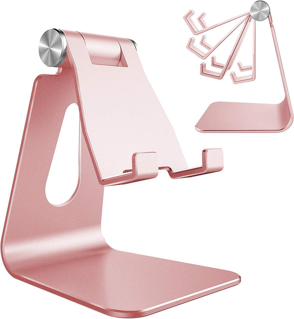 CreaDream Adjustable Cell Phone Stand, Aluminum Desktop Cradle Compatible with Phone 15 14 13 12 11 Pro Max Plus SE,