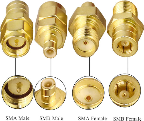 TUOLNK 4PCS SMA to SMB Radio Antenna Coax Adapter, SMA Male/Female to SMB Male/Female Coax Connector