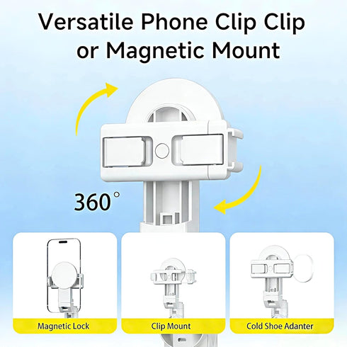X JIAYOSEE 2026 New Pocket Selfie Stick: Magnetic/Clamp Dual Mount, Multi-Angle, Tripod, Wireless Remote, Fill Light