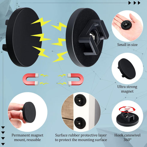 60 (43 mm) Yookeer Pieces Magnetic Zip Tie Mount Multipurpose Cable Holder Magnets Magnetic Wire Management Bases