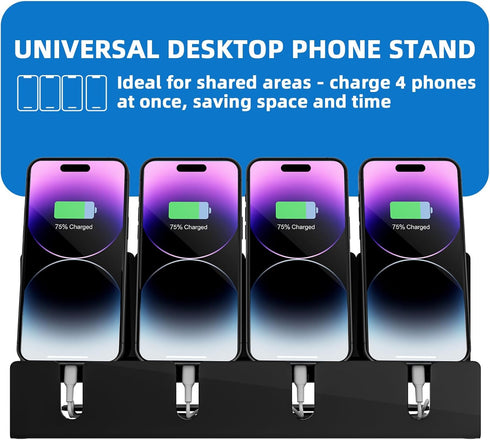 CaSZLUTION 4 Cell Phone Stand, Multiple Phone Holder Organizer Stand for Phones, Acrylic Desktop Mobile Phone Docking