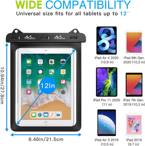 MoKo Waterproof Tablet Case, Dry Bag Pouch for iPad 10th, Pro 11 2022, Mini 6/5/4/3, Galaxy Tab