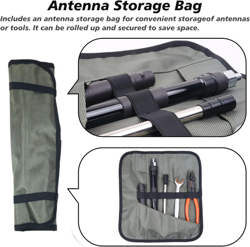 GR-ARB01 (Brown) Versatile Antenna Roll Bag, 1680D Oxford Cloth, Modular Velcro Pockets, Portable Tool Organizer for