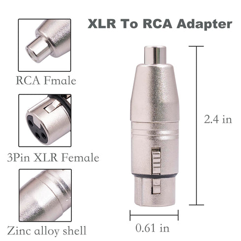 2Pack XLR Female to RCA Female Adapter Converter, Gender Changer Audio Coupler Connectors for Mixer, Recorder