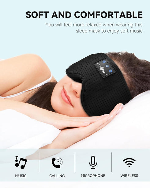 MUSICOZY Sleep Headphones Masks - Bluetooth Sleep Eye Mask for Sleeping with Speakers, Wireless Music Mask for Side