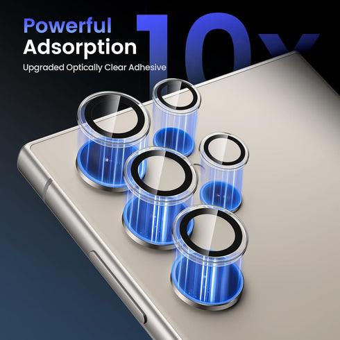 Tensea 3+2PCS Camera Lens Protector for Samsung Galaxy S24 Ultra 5G, 9H Tempered Glass, Metal Ring, Case Friendly, 2024.