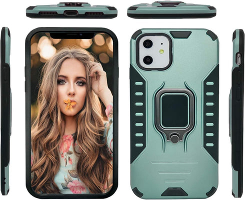 MODOS LOGICOS Case for iPhone 11 - Dual Layers Shockproof Protective Phone Case with Built-in 360 Metal Kickstand