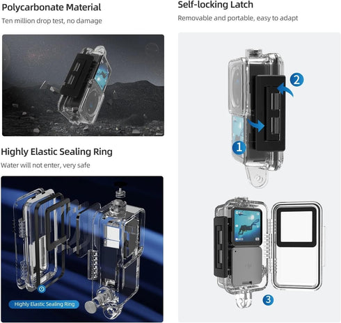 Action 2 Waterproof Case Diving Shell - Environmentally Friendly Housing Cover for Osmo Action 2 Camera