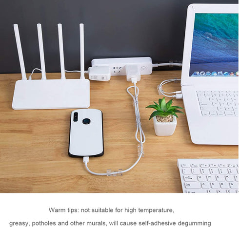 120Pcs Self Adhesive Transparent Cable Clips, Heavy Duty Wire Holder for Tidy Drop Cord Management