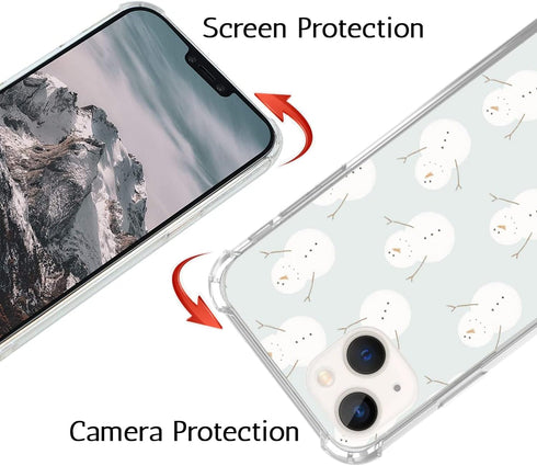 Cute Snowman Pattern Christmas Phone Case for iPhone 13, Unique Soft TPU Bumper for Girls, Boys, Women, Men.