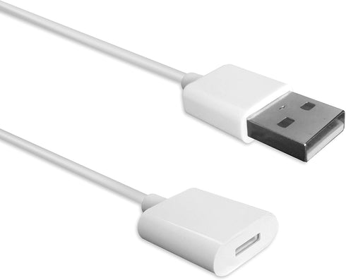 TechMatte Charging Adapter - Electronic Cable for Apple Pencil 1st Generation, Male to Female Connector (White-3 Feet)