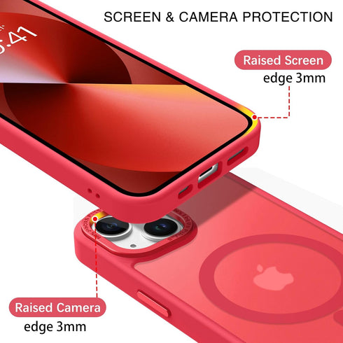 BENTOBEN iPhone 13/14 Case - Slim Shockproof Translucent Matte, Red, Compatible with MagSafe, 6.1" Protective Cover.
