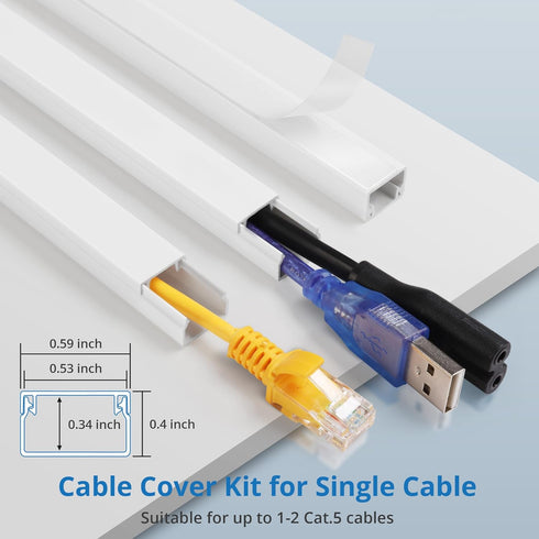 One-Cord Hider Kit - 126in Cable Covers for Wall Wires, Mini Wire Hider for Wall Mounted TV, Black Cable Management