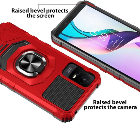 TJS Heavy Duty Drop Protection Case for TCL ION X/V/40 Z, Metal Ring Magnetic Kickstand - Green