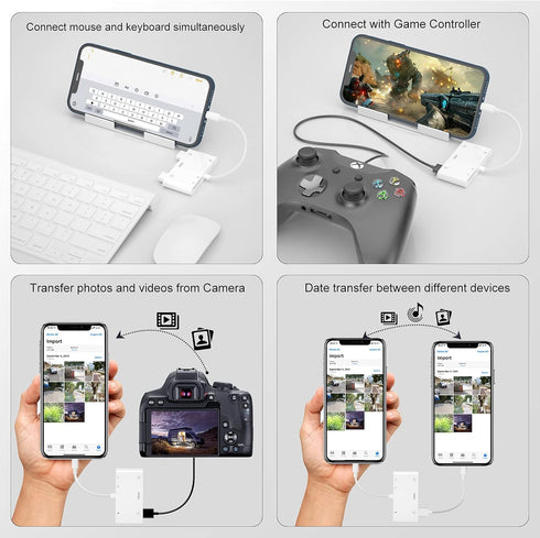 Lightning to HDMI Adapter with USB Camera - 6 in 1 Adapter for iPhone, Supports MIDI Keyboard, Plug & Play