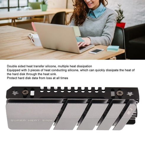 M.2 NVME Radiator, Double Sided Heatsink Cooler with Silicone Thermal Pad for M.2 2280 SSD, NGFF SSD