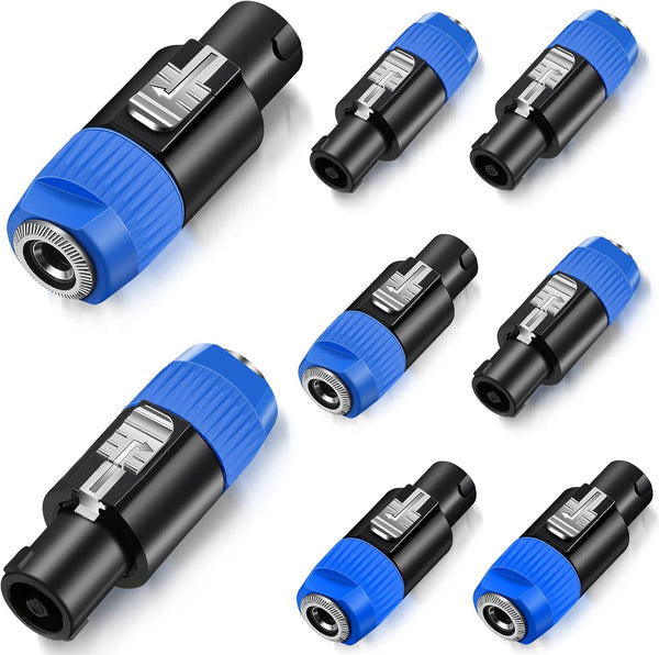 8 Pack NL4FC Speaker to 1/4 Adapter, Male to 1/4 inch TS Female Converter, 1/4 inch Female to NL4FC Male Connectors