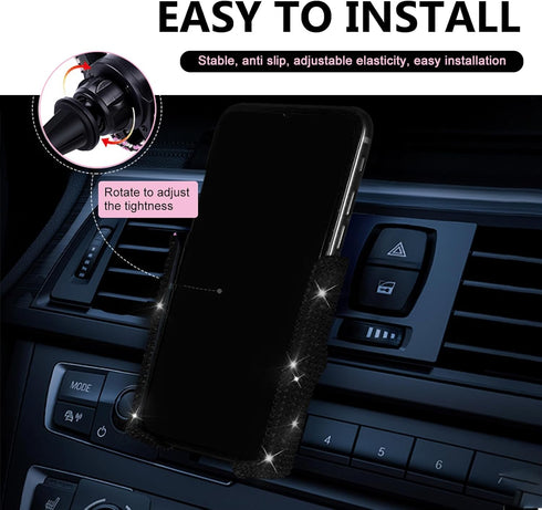Titgoes Pack-1 #1) Car Mobile Phone Holder, Bling Rhinestone Air Conditioning Outlet Navigation Holder, Women Cell
