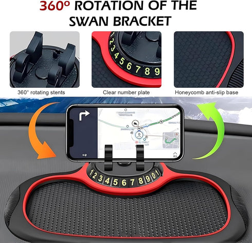 leechio 1 PC Multifunctional Car Anti-Slip Mat, Anti-Slip Rubber Dashboard Storage Pad and Phone Holder, with Temporary