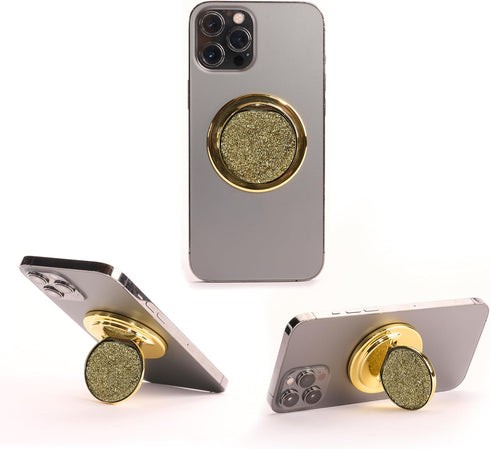 HANDL O MagSafe Gold Glitter Removable Phone Grip & Stand for Smartphone - Magnetic Charging