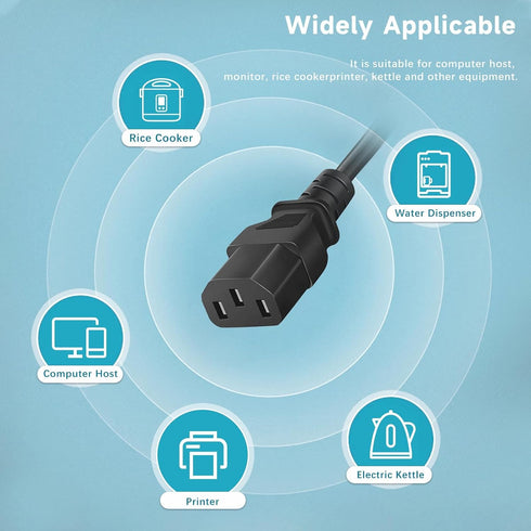 LIFKAHY 5ft 3 Prong Power Cord Replacement for HP Dell Acer Asus Lenovo Laptop Power Cable