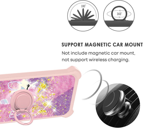 jioeuinly Gold Glitter+Luminous Case for Vortex HD65, Compatible with Tempered Glass Screen Protector, Ring Support