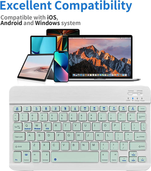 Portable Mini Wireless Bluetooth Keyboard for Apple iPad, iPhone, Samsung Tablet, Kindle Fire HD 10/8