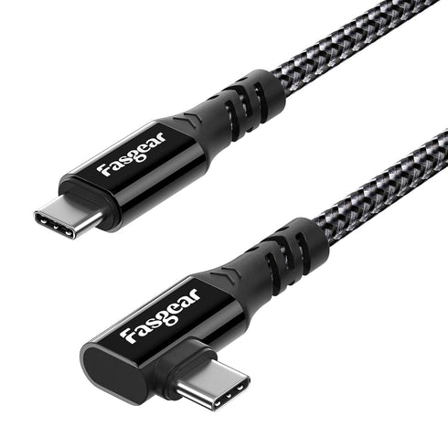 Fasgear 6ft USB C 3.2 Gen 2x2 Cable: 20Gbps, 4K Video, 100W Charging, 90° Type C for MacBook Pro, iPad Pro, Galaxy S21.