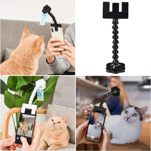 SquEqu Pet Selfie Stick Phone Clips with Double Head Clamps Dog Treats Holder Dog Selfie Portrait Tool for Cat Photo