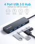 BYEASY USB Hub, 4 Port USB 3.0 Hub, Ultra Slim Portable Data Hub Applicable for iMac Pro, MacBook Air, Mac Mini/Pro, Surface Pro, Notebook PC, Laptop, USB Flash Drives, and Mobile HDD (Leather Black)