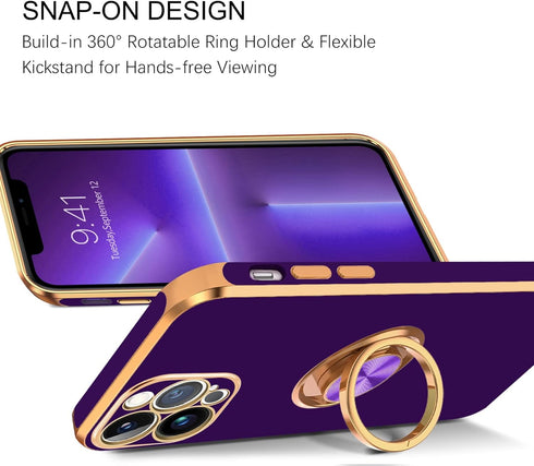 BENTOBEN for iPhone 13 Pro Case - 360° Ring Kickstand Magnetic Car Mount Supported Protective Cover for iPhone 13 Pro