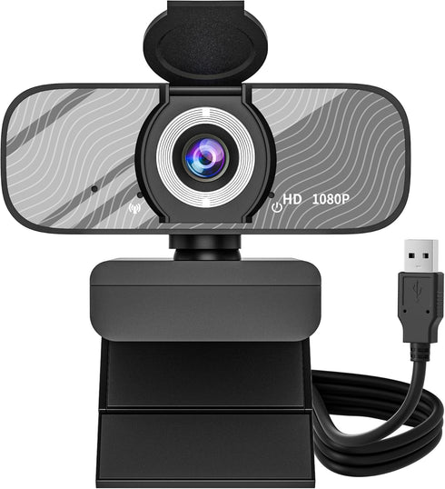 Gozvrpus USB HD Webcam with Built-in Microphone and Rotatable Tripod, 1080P Video, Wide