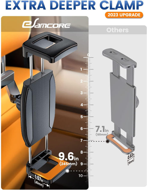 eSamcore Back Seat iPad Car Holder, 1.57" Extra Deep Clamp for 4.7"-11" Tablets, Road Trip Essentials for Kids