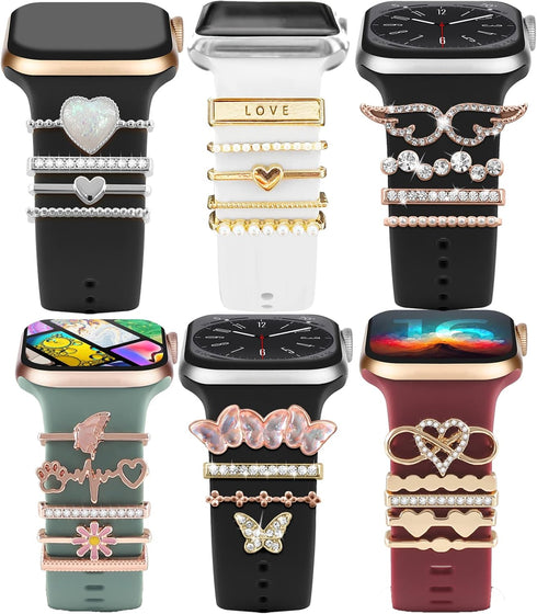 Charms for Apple Watch Band 41mm 45mm 40mm 44mm 38mm 42mm, Decorative Metal Sparkles Jewelry Accessories for iwatch