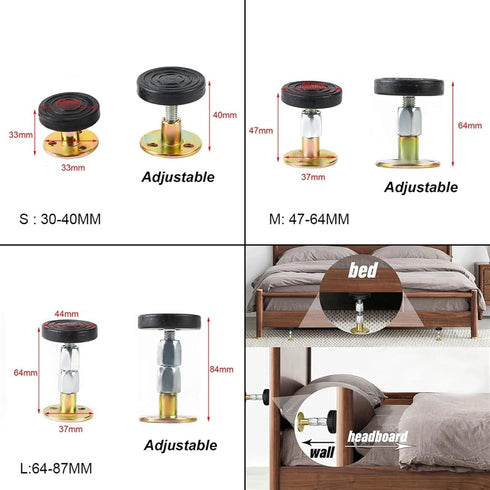 SRSRS 2Pcs 30-40mm Bedstead stabilizer, Bed Frame Anti-Shake Tool Adjustable Bedside Stabilizer Headboard Stopper