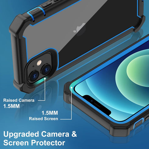 Heavy Duty iPhone 12/12 Pro Case with Screen Protector, Full Body Rugged Shockproof Tough Protective Cover (Black