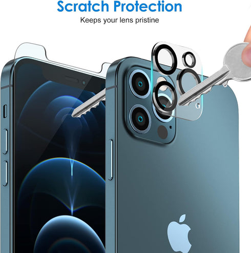 JETech 2-Pack Tempered Glass Screen Protector for iPhone 12 Pro 6.1" with Camera Lens Protector.
