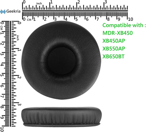 Geekria QuickFit Replacement Ear Pads for Sony WH-XB700, MDR-XB 450/450AP/550AP/650BT Headphones, Black Ear Cushions