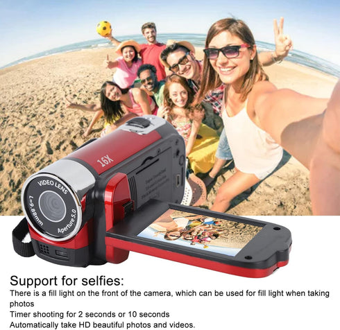 FOSA 1080P 16MP 16x 2.7in HD Camera Camcorder, DV Camera Digital Zoom Video Camera, TFT Rotatable Screen, Built