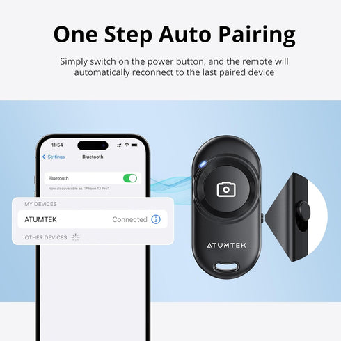 ATUMTEK (2 Pack), 5.2), Camera Remote Shutter for iPhone and Android Smartphones Wireless Phone Remote Control Selfie