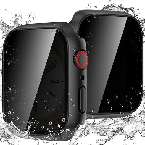 Goton Waterproof Privacy Case for Apple Watch Series 9 8 7 6 5 4 SE, Hard PC Bumper with Tempered Glass, 41mm Black