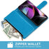 Asuwish Wallet Case for Motorola Moto G 5G 2022 - Blue Flower Leather Flip with Tempered Glass Screen Protector,