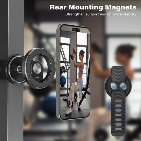 A2C Phone Holder for Peloton Bike, Stroller Phone Holder with Strong Magnets, Rotatable & Foldable Magnetic Phone Mount