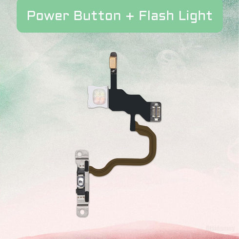 Power Button Flash Light Flex Cable Replacement Parts for iPhone X On/Off Switch Control FlashLight Ribbon Mic for iPhone 10 with Pre-Installed Metal Bracket Holder