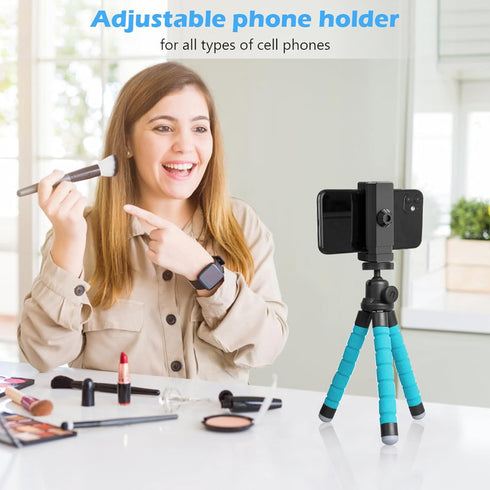UBeesize Compact Flexible Tripod Stand with Wireless Remote - Blue
