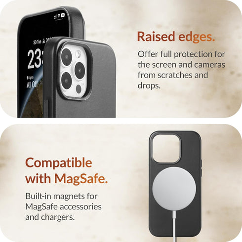 LONLI Edition iPhone 15 Pro Max Case - Premium European Genuine Leather, Develops Patina Over Time, Compatible with