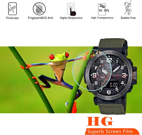 (3 Pack) Compatible for Casio PRG-600/650 / PRW-6600 Screen Protector, Tempered Glass, Anti Scratch, 36 mm