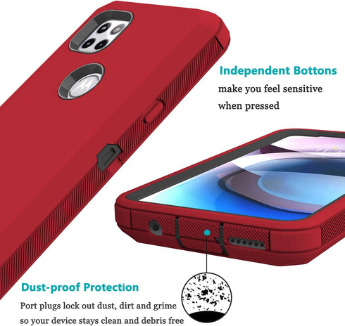 Annymall for Moto One 5G Ace Case with Screen Protector, Rugged Triple Layer Shockproof Heavy Duty Phone Case Cover