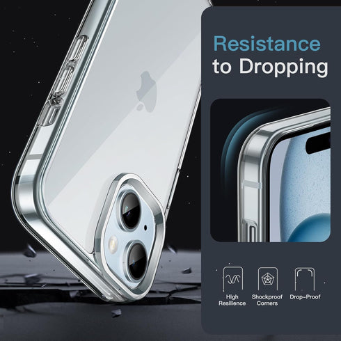 JETech iPhone 15 Case 6.1-Inch, Clear Anti-Scratch Back, Non-Yellowing Shockproof Bumper Cover (Clear)
